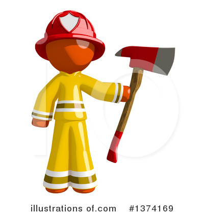 Orange Man Firefighter Clipart #1374169 by Leo Blanchette