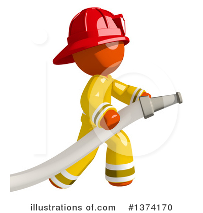Royalty-Free (RF) Orange Man Firefighter Clipart Illustration by Leo Blanchette - Stock Sample #1374170