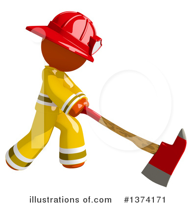 Orange Man Firefighter Clipart #1374171 by Leo Blanchette
