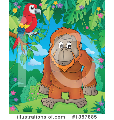 Royalty-Free (RF) Orangutan Clipart Illustration by visekart - Stock Sample #1387885