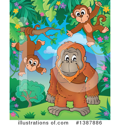 Royalty-Free (RF) Orangutan Clipart Illustration by visekart - Stock Sample #1387886