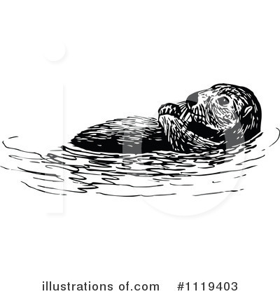 Royalty-Free (RF) Otter Clipart Illustration by Prawny Vintage - Stock Sample #1119403
