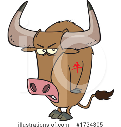 Royalty-Free (RF) Ox Clipart Illustration by toonaday - Stock Sample #1734305