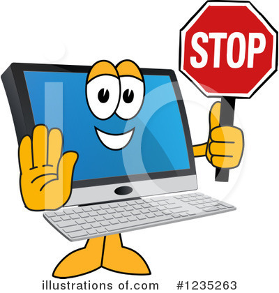 Royalty-Free (RF) Pc Computer Mascot Clipart Illustration by Mascot Junction - Stock Sample #1235263