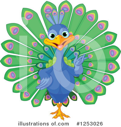Royalty-Free (RF) Peacock Clipart Illustration by Pushkin - Stock Sample #1253026