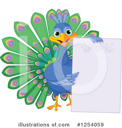 Royalty-Free (RF) Peacock Clipart Illustration by Pushkin - Stock Sample #1254059