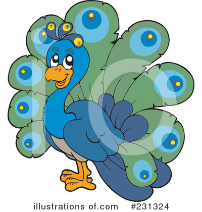 Royalty-Free (RF) Peacock Clipart Illustration by visekart - Stock Sample #231324