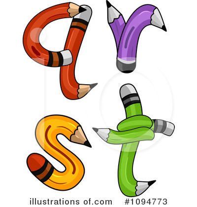 Royalty-Free (RF) Pencil Letters Clipart Illustration by BNP Design Studio - Stock Sample #1094773