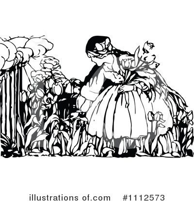 Royalty-Free (RF) Picking Flowers Clipart Illustration by Prawny Vintage - Stock Sample #1112573