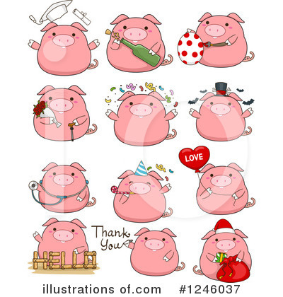 Royalty-Free (RF) Pig Clipart Illustration by BNP Design Studio - Stock Sample #1246037
