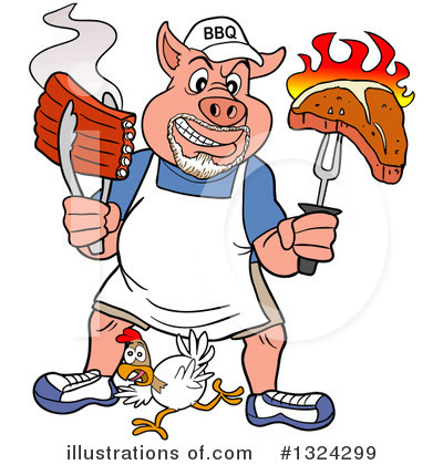 Pig Chef Clipart #1324299 by LaffToon