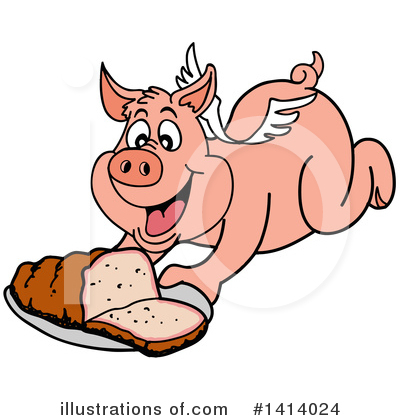Flying Pig Clipart #1414024 by LaffToon