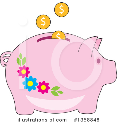 Royalty-Free (RF) Piggy Bank Clipart Illustration by Maria Bell - Stock Sample #1358848