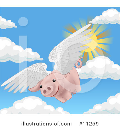 Flying Pig Clipart #11259 by AtStockIllustration