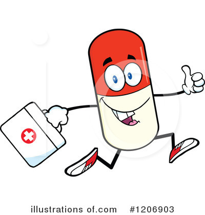 Royalty-Free (RF) Pill Mascot Clipart Illustration by Hit Toon - Stock Sample #1206903
