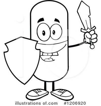 Royalty-Free (RF) Pill Mascot Clipart Illustration by Hit Toon - Stock Sample #1206920