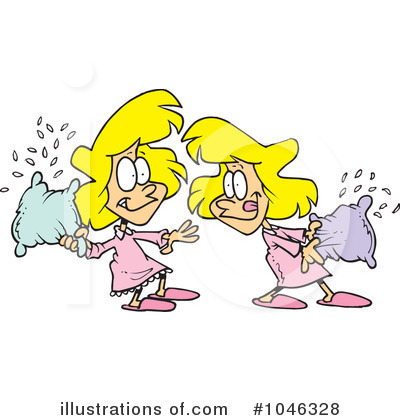 Royalty-Free (RF) Pillow Fight Clipart Illustration by toonaday - Stock Sample #1046328