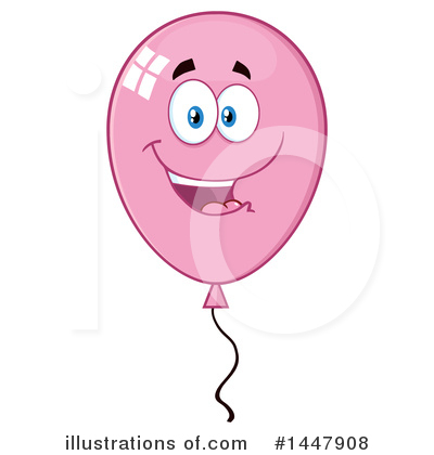 Royalty-Free (RF) Pink Party Balloon Clipart Illustration by Hit Toon - Stock Sample #1447908