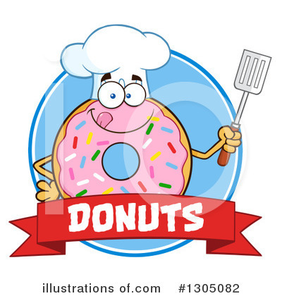 Pink Sprinkled Donut Clipart #1305082 by Hit Toon