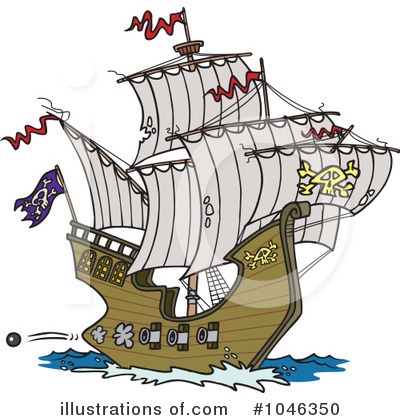 Royalty-Free (RF) Pirate Ship Clipart Illustration by toonaday - Stock Sample #1046350