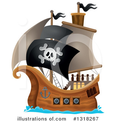 Royalty-Free (RF) Pirate Ship Clipart Illustration by visekart - Stock Sample #1318267