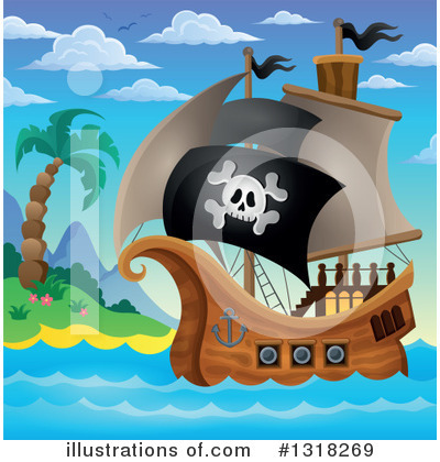Royalty-Free (RF) Pirate Ship Clipart Illustration by visekart - Stock Sample #1318269