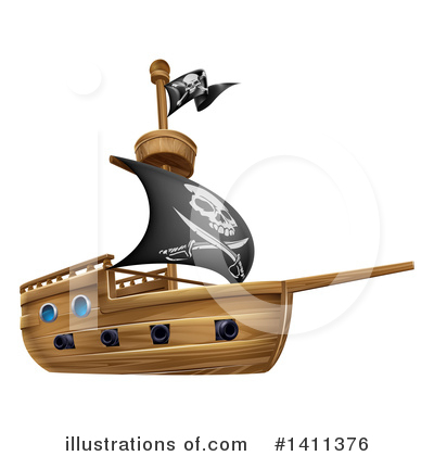 Royalty-Free (RF) Pirate Ship Clipart Illustration by AtStockIllustration - Stock Sample #1411376