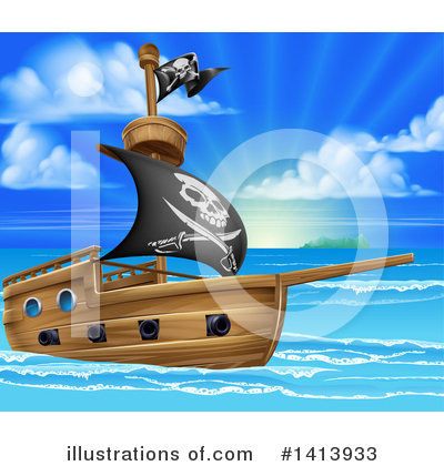 Pirate Ship Clipart #1413933 by AtStockIllustration