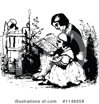 Royalty-Free (RF) Reading Clipart Illustration by Prawny Vintage - Stock Sample #1146058
