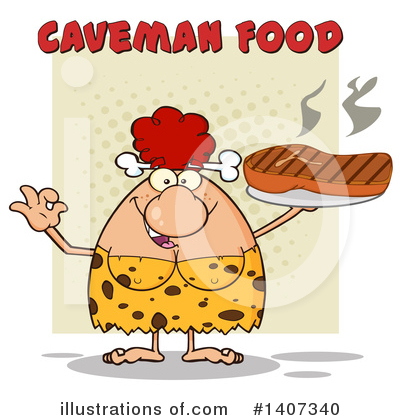 Royalty-Free (RF) Red Haired Cave Woman Clipart Illustration by Hit Toon - Stock Sample #1407340