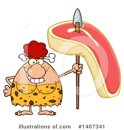 Royalty-Free (RF) Red Haired Cave Woman Clipart Illustration by Hit Toon - Stock Sample #1407341