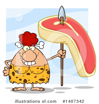 Royalty-Free (RF) Red Haired Cave Woman Clipart Illustration by Hit Toon - Stock Sample #1407342