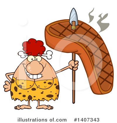 Royalty-Free (RF) Red Haired Cave Woman Clipart Illustration by Hit Toon - Stock Sample #1407343