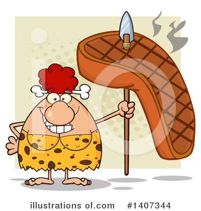 Royalty-Free (RF) Red Haired Cave Woman Clipart Illustration by Hit Toon - Stock Sample #1407344
