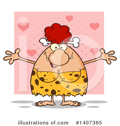 Royalty-Free (RF) Red Haired Cave Woman Clipart Illustration by Hit Toon - Stock Sample #1407365