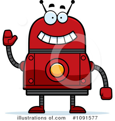 Royalty-Free (RF) Red Robot Clipart Illustration by Cory Thoman - Stock Sample #1091577