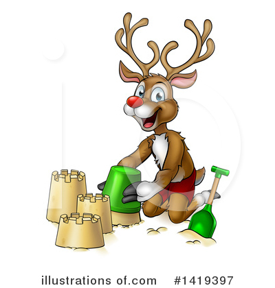 Royalty-Free (RF) Reindeer Clipart Illustration by AtStockIllustration - Stock Sample #1419397