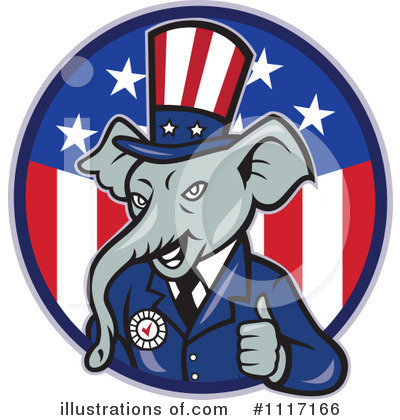 Republican Elephant Clipart #1117166 by patrimonio