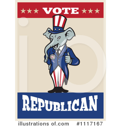 Republican Elephant Clipart #1117167 by patrimonio