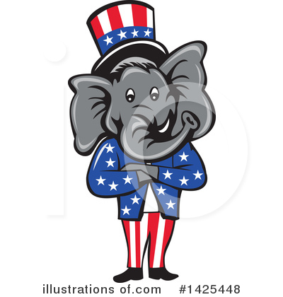 Royalty-Free (RF) Republican Elephant Clipart Illustration by patrimonio - Stock Sample #1425448