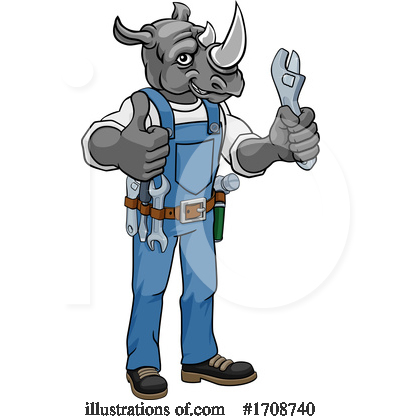 Royalty-Free (RF) Rhino Clipart Illustration by AtStockIllustration - Stock Sample #1708740