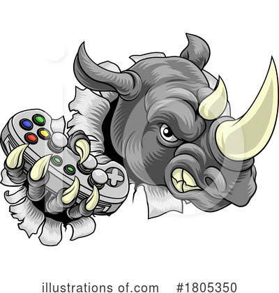 Royalty-Free (RF) Rhino Clipart Illustration by AtStockIllustration - Stock Sample #1805350