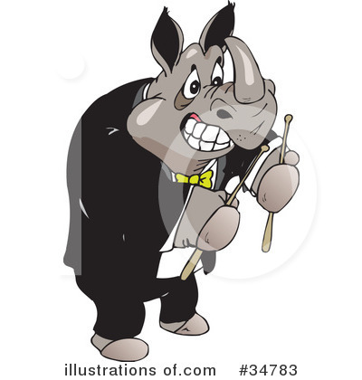 Royalty-Free (RF) Rhino Clipart Illustration by Dennis Holmes Designs - Stock Sample #34783