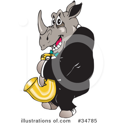 Royalty-Free (RF) Rhino Clipart Illustration by Dennis Holmes Designs - Stock Sample #34785