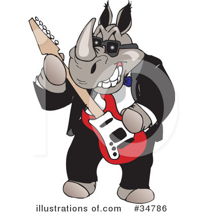 Royalty-Free (RF) Rhino Clipart Illustration by Dennis Holmes Designs - Stock Sample #34786