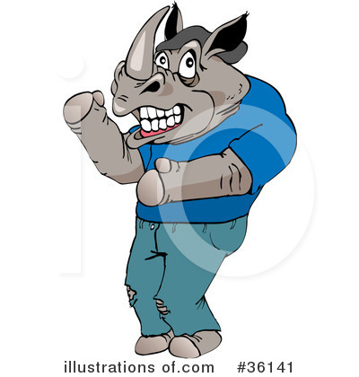 Royalty-Free (RF) Rhino Clipart Illustration by Dennis Holmes Designs - Stock Sample #36141
