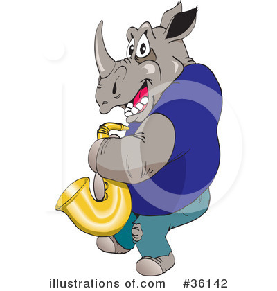 Royalty-Free (RF) Rhino Clipart Illustration by Dennis Holmes Designs - Stock Sample #36142