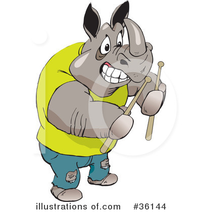 Royalty-Free (RF) Rhino Clipart Illustration by Dennis Holmes Designs - Stock Sample #36144