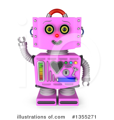 Pink Robot Clipart #1355271 by stockillustrations