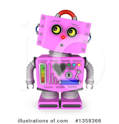 Pink Robot Clipart #1358366 by stockillustrations